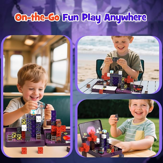 WMXDU Mini Magnetic Blocks, Magnetic Cubes Game with Iron Box 49 PCS Magnet Tiles Building Blocks Toddler Toy STEM Sensory Outdoor Creative Kids Travel Toys for 3+ Year Old