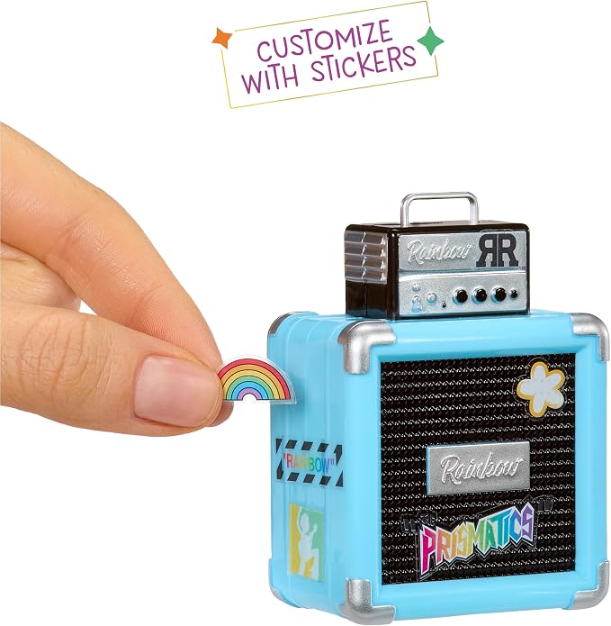 Rainbow High Jr High Rock Band - Skyler, Blue 9” Fashion Doll with Microphone Plus Stand and Amp, Customize with Stickers, Posable, Great Toy Gift for Kids Ages 4+