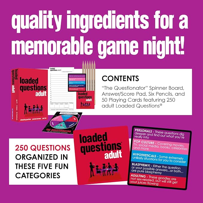 Loaded Questions Card Game for Adults – Funny Adult Party Game with 250+ Suggestive Questions, for Group Game Night
