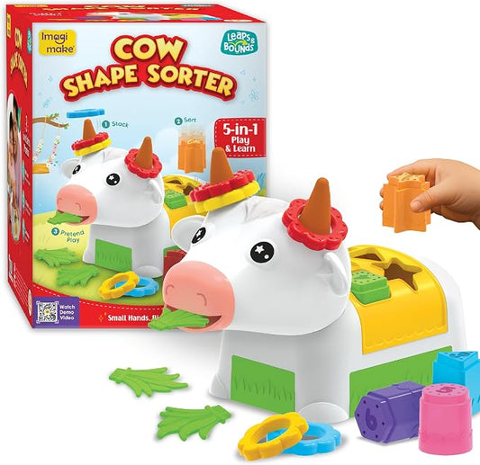 Imagimake Cow Shape Sorter | Leaps & Bounds Baby Toys 12-18 Months | Learning Toys for 1+ Year Old & Toddlers | 5-in-1 Play & Learn | Stacking, Sorting & Pretend Play | Birthday Gifts for 1 Year Old