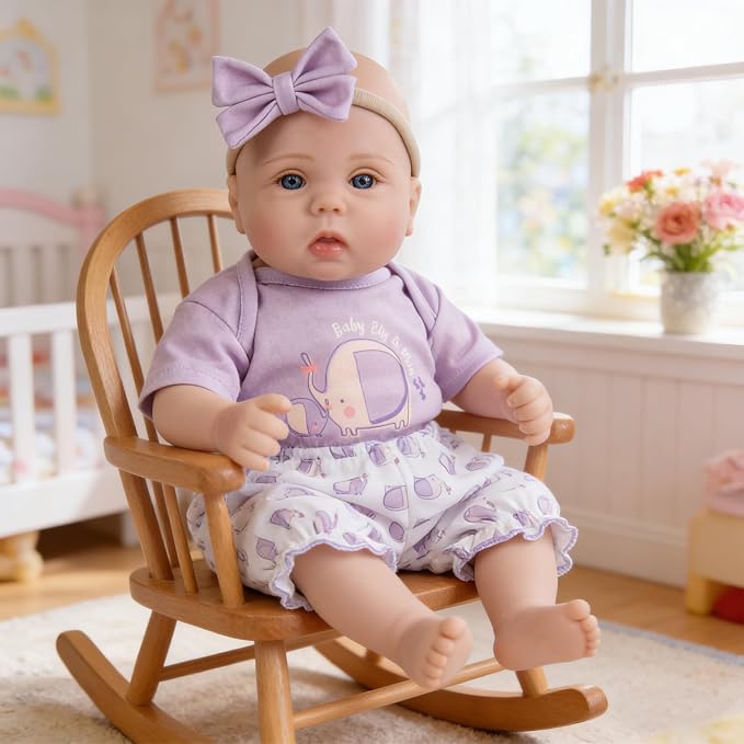 Milidool Lifelike Reborn Baby Dolls Girl - Realistic 18-Inch Newborn Baby Doll, Nice Gift for Kids Age 3+, Parents-to-be, Grandparents,Purple Clothes