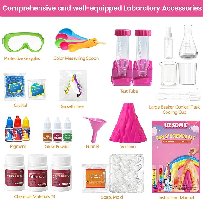 My First Science Kit for Kids Ages 4-5-6-7-8, 150+ Science Experiments Stem Toy Learning & Educational Projects with Chemistry Set, Crystal Growing, Volcano Science Kit