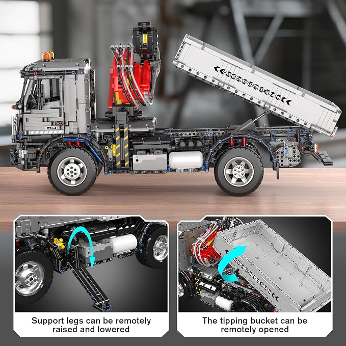 Mould King 19016 Technik Truck Building Sets, APP Programmable Construction Vehicle Block Set, Large Vehicles Crane Building Sets Gift for 14+ Adult/Collections Enthusiasts(3767 Pieces)