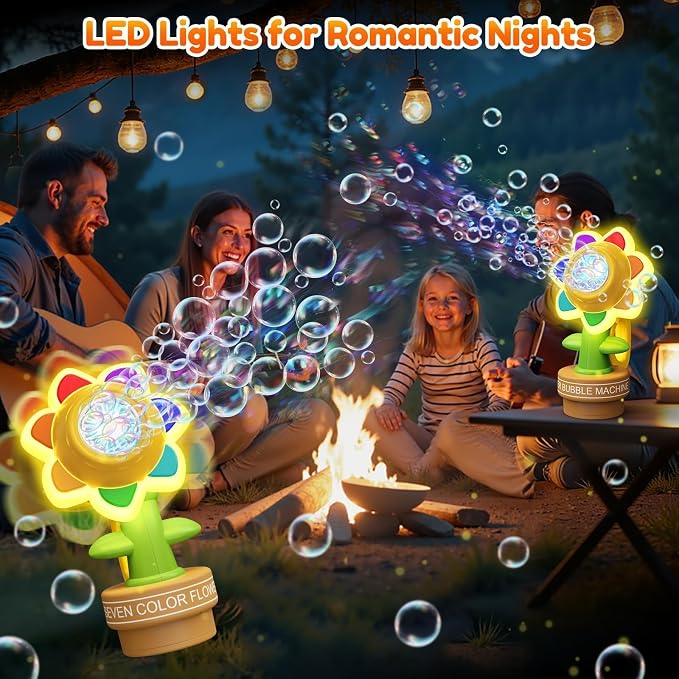 Yunaking Bubble Machine Wands Kids Toys: Remote Control Bubble Gun Rechargeable Bubbles LED Light Outdoor Toys for 3 4 5 6 7 8 Girl Boy Toddler Party Wedding, Gift for Birthday Easter Valentines Xmas