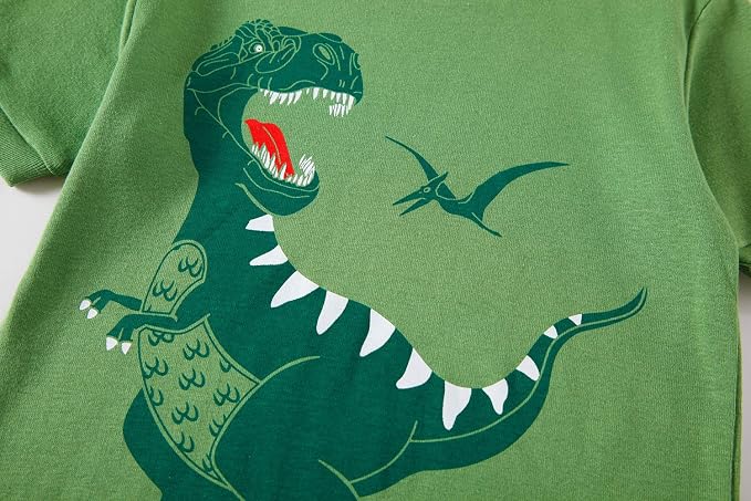 Popshion Little Boys 2 Piece Short Pajamas Train Shark Sleepwear 100% Cotton Toddler Dinosaur Pjs Summer Kids Clothes 2-7T