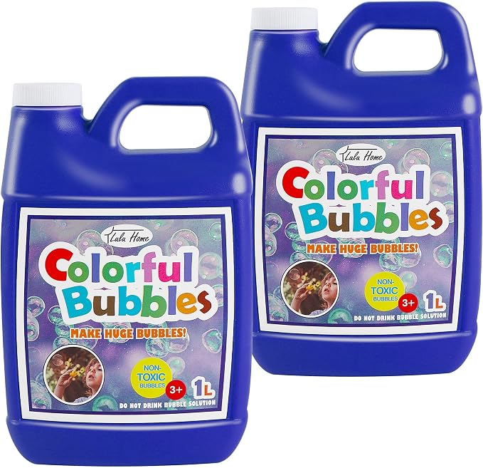 Lulu Home 2 Packs Bubble Concentrated Solution, 1 L/ 33.8 OZ Bubble Refill Solution for Kids Bubble Machine, Giant Bubble Wand, Bubble Blower Toys, Birthday Party Favors (Dark Blue Bottle)