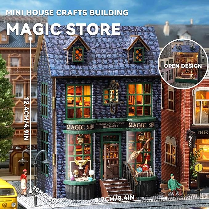 Flever Dollhouse Miniature DIY House Kit Creative Room with Furniture for Romantic Valentine's Gift (Magic Store)