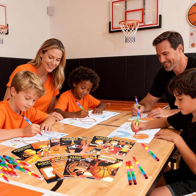 BenLouis 24 Pcs Basketball Mini Coloring Books Kids Basketball Small Activity Books Party Bulk for Boys Kids Sports Birthday Goodie Bags Stuffers Return Gifts Classroom Travel