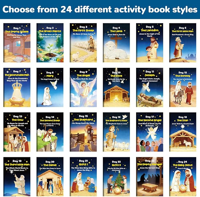 gisgfim 48 PCS Mini Christian Nativity Story Coloring Books Bulk Nativity Coloring Books for Kids bulk Religious Christmas Party Favors for Goodie Bag Gift Filler Religious Party Supplies Crafts