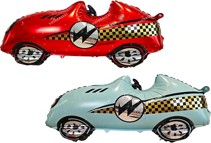 Race Car Tire Foil Balloon Standing Red Blue Traffic Race Balloon 2PCS | For Traffic Jam Race Race Themed Birthday Baby Shower Party Decorations Supplies