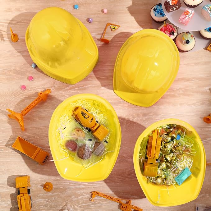 Haysandy Construction Hats Bulk Plastic Construction Party Hats Soft Worker Caps for Boys and Girls Toddler(Yellow,200 Pcs)