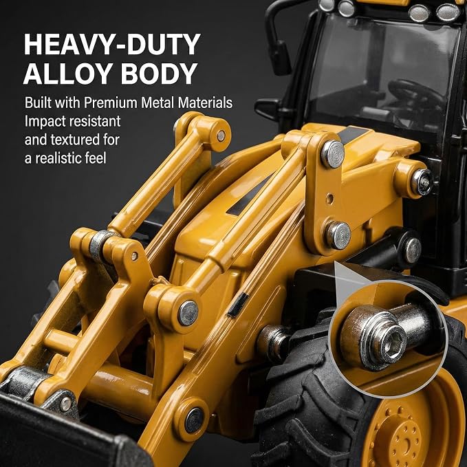 Excavator Backhoe Toys, 1/50 Metal Die-cast Excavator Front Loader Bulldozer Construction Vehicle Model Decoration Gifts for Kids Grandkids Christmas Birthday