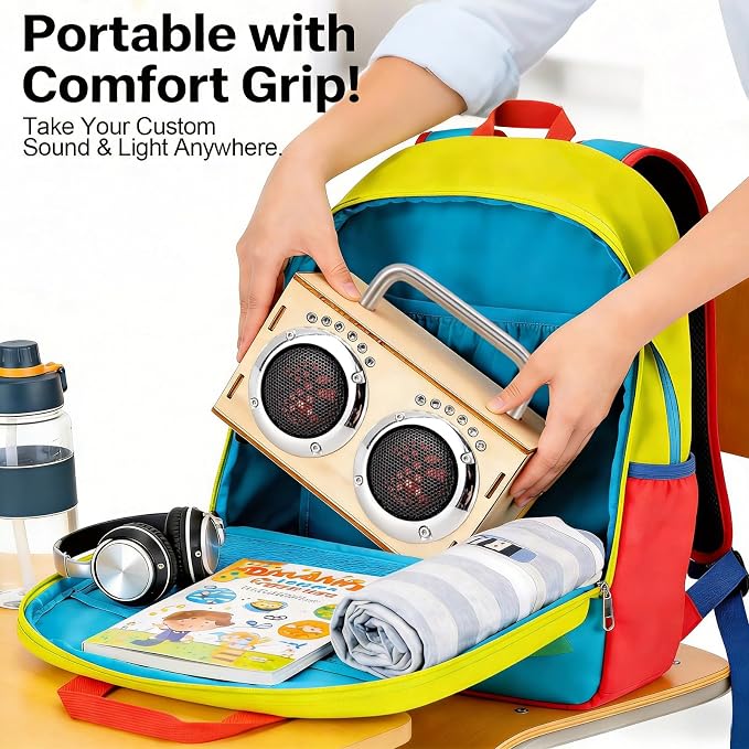 STEM Projects Kit for Kids & Adults Build Your Own Portable Wood Bluetooth Speaker Science Experiment Electronics Kit for Boys & Girls Ages 8-12 9 10 14 16-Chrome Graduation Gift Camping