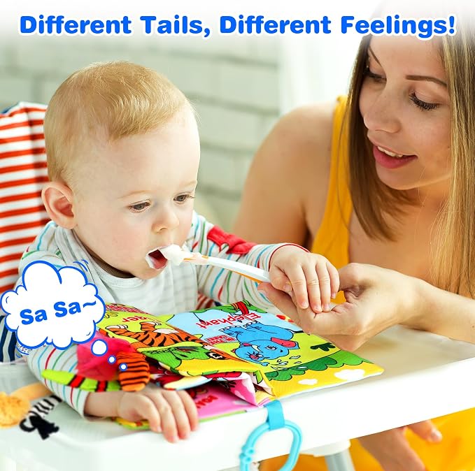 Vanmor 2 Pack High Contrast Crinkle Baby Cloth Books 0-6 Months, Interactive Sensory Touch Feel Soft Busy Books for Infants, Tummy Time Car Seat Travel Essentials, Montessori Newborn Development Gift