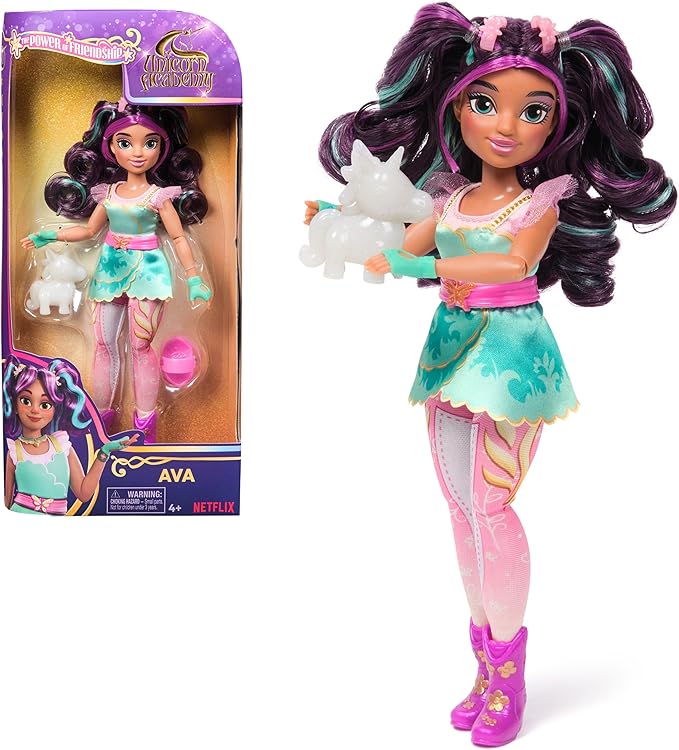 Unicorn Academy, Power of Friendship Ava Doll with Plushie Figure & 7 Fashion Accessories, 9.5”, Dolls & Unicorn Toys for Girls Ages 4 and up