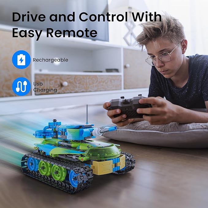 Sillbird Robot Car Building Kit with Remote Control STEM Gifts for Boys Ages 8-14, Coding Stunt Racer Toys for Kids Birthday, Buildable 5in1 Models with 662 Pieces
