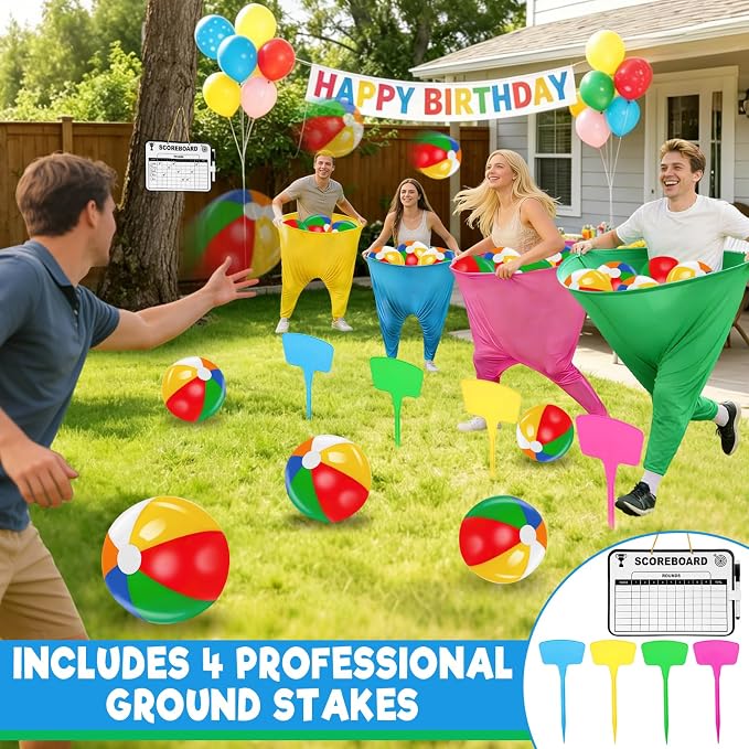 Granny Pants Yard Game, Granny Pants Party Game with Oversized Pants Bouncy Balls Ground Stakes Storage Bag and Air Pumps, Outdoor Tossing Games for Adults Family Carnival Party Reunion Gathering