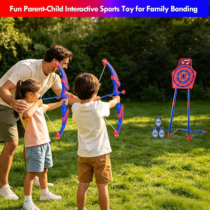 Bow and Arrow for Kids,LED Light Up Archery Set with 10 Suction Cup Arrows, 1 Standing Target, 3 Score Targets & 1 Quiver | Indoor Outdoor Sport Gifts for Boys Girls Ages 4 5 6 7 8 9 10