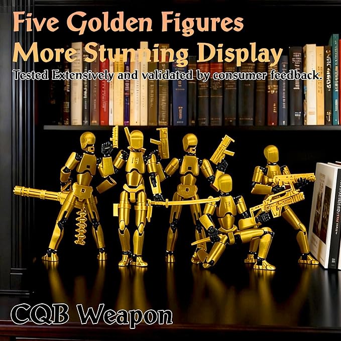 Gatling Gun Titan 13 Action Figure Set【Assembled】, Robot T Action Figure 3D Printed Dummy 13 Action Fidget Toys Figure Articulated, Lucky 13 for Collectors Desktop Decorations (Black-Green)