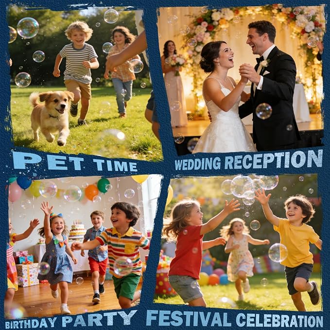 Dual-Engine Bubble Machine with Auto Rotation & RGB Lights & Remote Control,1800mA Type-C Rechargeable,700mL Tank,Bubble Maker for Kids, Party, Wedding, Backyard Outdoor Toy