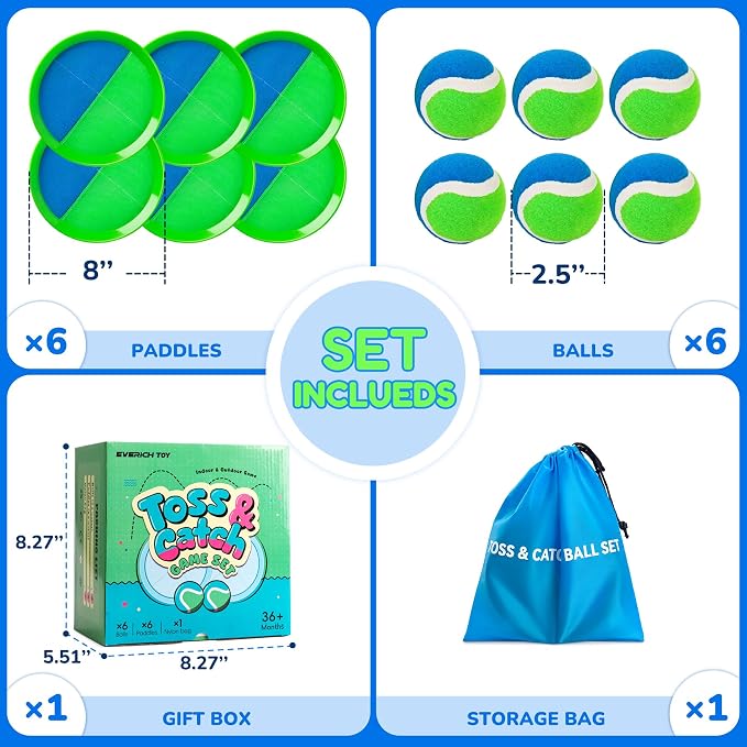 Upgraded Toss and Catch Ball Game Set, Beach Pool Toys Outdoor Games for Kids Toys, Outside Family Lawn Yard Games, for Boys Girls 3 4 5 6 7 8 9 10 11 12 Years Old