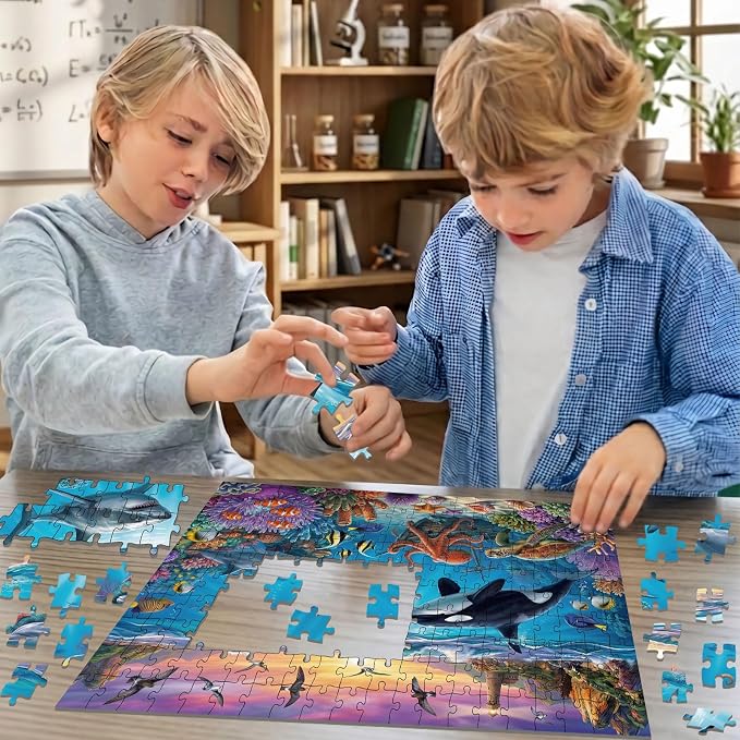 Puzzles for Kids Ages 6-8 Year Old - Underwater World, 200 Pieces Jigsaw Puzzles for Kids Ages 8-10, Learning Educational Toys for Boys and Girls Gift