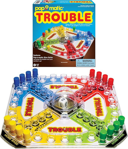 Winning Moves Classic Trouble Games USA, with Retro Artwork and Pop-o-Matic Popper, Designed for Kids, Ages 5+ Perfect for an Indoor Interactive Activity (1176)
