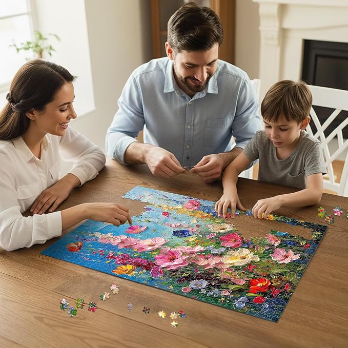 Wildflower Meadow Puzzles for Adults 1000 Pieces,Impossible Hard Difficult Challenging Jigsaw Puzzles for Adults 1000 Pieces,Puzzle with Letters on Back,Recycled Paper Jigsaw Puzzle(27.6"x19.7")