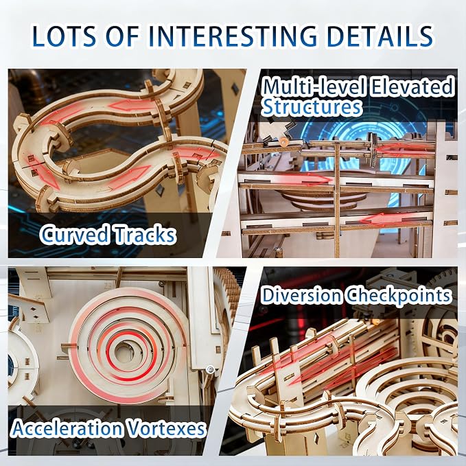 3D Wooden Puzzles Marble Run Set - 159PCS Mechanical Model Kit for Adults Wooden Puzzles, DIY Building Model Kit for Teens Age 14+ Years Old, Gift for Birthday Father's Day