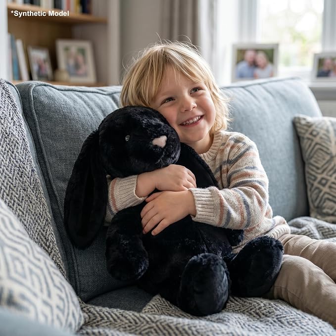 WEIGEDU Black Rabbit Bunny Stuffed Animal Plush Toy with Floppy Ears | 17.7 Inch, Soft Plush Cuddle Buddy, Gift for Boys, Girls, Nursery Decor, Easter