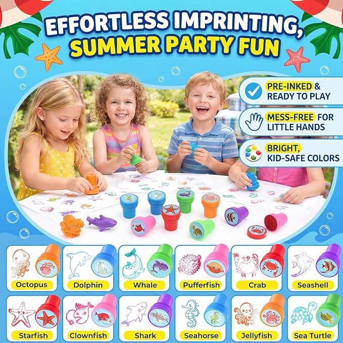 GIFTINBOX Beach Pool Party Favors,146PCS Pool Beach Toys for Kids Ages 4-8 8-12, Summer Party Favors for Kids, Beach Balls, Kids Sunglasses, Buckets Bulk Sand Toys, Birthday Party Decorations
