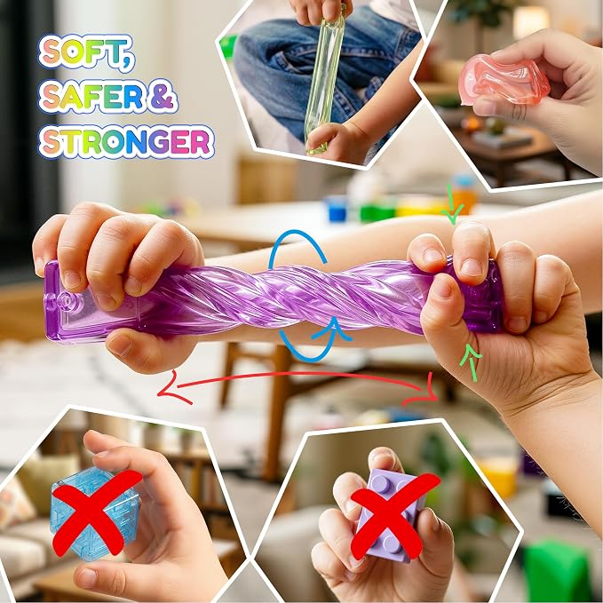 Gummy Bloc 33PCS Sensory Building Blocks for Toddlers,Soft Squishy Montessori Stacking Toy, House Garden Theme, Squeezable & Stretchable Fidget Blocks for Creative Play,Educational Preschool STEM Toy