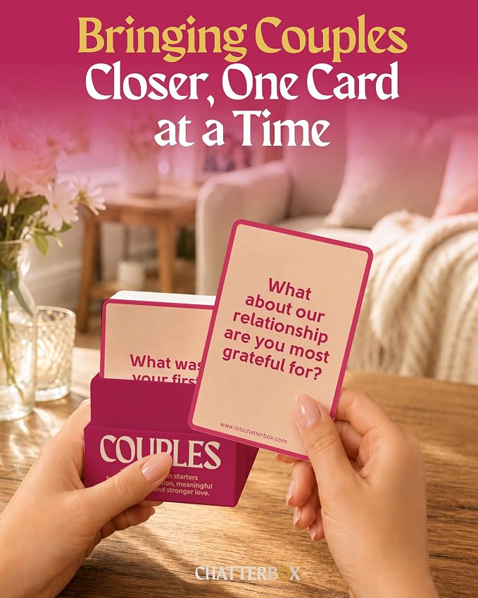 Chatterbox Conversation Cards for Couples, 200 Questions, Perfect for Romantic Date Night, Road Trip, and Anniversary, Fun Gift Idea and Connect with Your Partner on a Deeper Level, 2+ Players