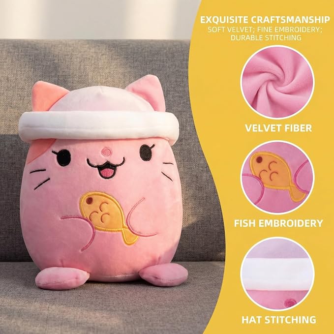 AIXINI Animal Plush Toys Set - Panda, Brown Bear, Bunny, Corgi, Pink Cat with Cute Hats, Soft Stuffed Animals for Kids, Christmas Birthday Gifts (Five-in-one, Medium Size)