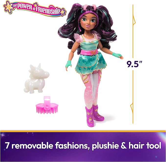 Unicorn Academy, Power of Friendship Ava Doll with Plushie Figure & 7 Fashion Accessories, 9.5”, Dolls & Unicorn Toys for Girls Ages 4 and up