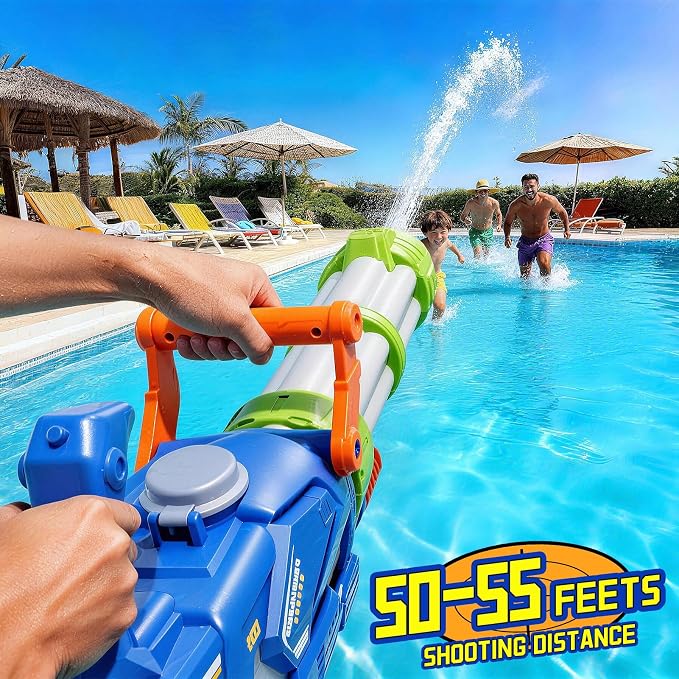 Electric Big Gatling Squirt Water Gun for Kids Adults - High Power Automatic Water Blaster with Large Capacity, Outdoor Summer Pool Long Range Water Toys Fight Games for Kid Age 8-12 Year Old