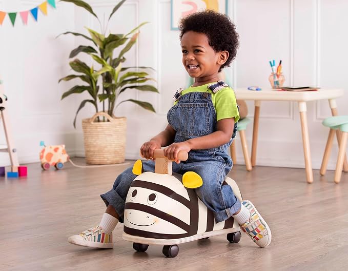 B. toys – Ride-On Zebra – Ride-On Toy for Toddlers – Soft Seat – Wooden Toys – 18+ Months – Zippity Zebra