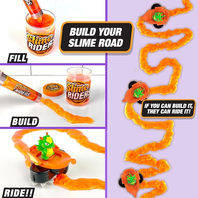 Slime Riders Motorized Rechargeable Toy Car with Slime Road Race Track Builder - (Draco the Dragon)