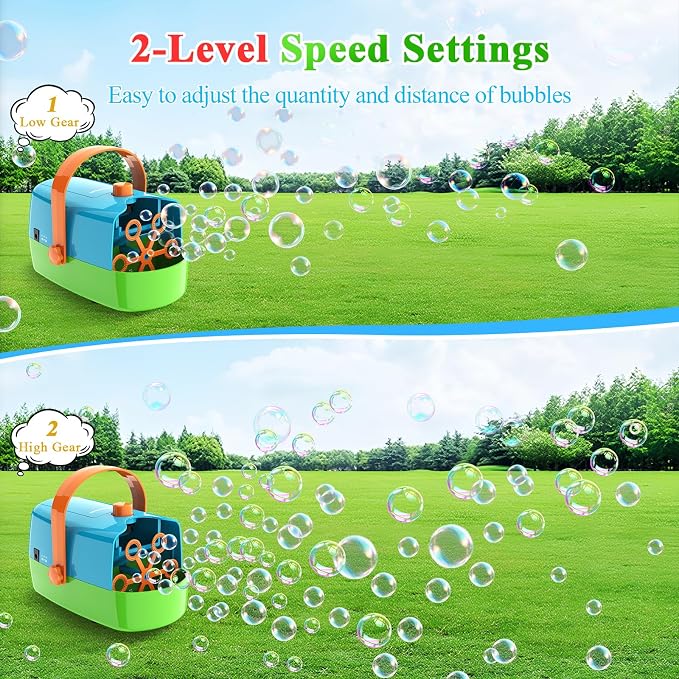 Wisdomlit Bubble Machine, 3-in-1 Bubble Maker, Bubble Blower with 3 Bubble Wheels, Make Small | Medium | Big Bubbles for Kids Toddlers, Bubble Toys for Indoor Outdoor Birthday Party (Multi-Color)