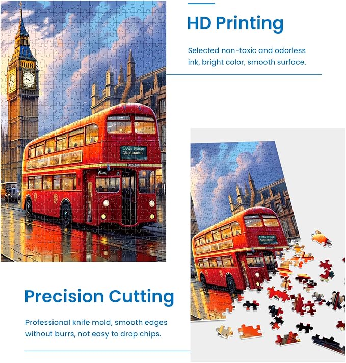 2 Pack Puzzles for Adults 1000 Pieces-Big Ben and Eiffel Tower Difficult Jigsaw Puzzles for Adults,Hard Jigsaw Puzzle Decorations DIY Leisure Game Toy Suitable Family Friends(27.5x20 inches)