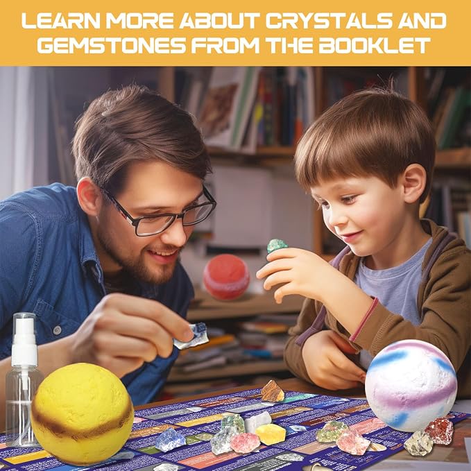 PIBEX Gemstone Dig Kit, Dig up 30 Rocks & Minerals from 6 Solar System Planets, Archaeology Geology Science Experiment Activity Set, Space Explore Mining Toy for Kids, Gift for Boys & Girls Age 6-8-12