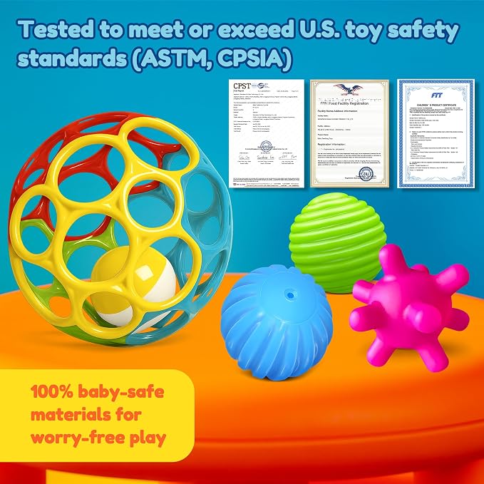 Sensory Balls for Toddlers 1-3, Sensory Baby Toys 6-12 Months, Infant Squeeze Sensory Toys,Baby Rattle Ball, Baby Teething Sensory Montessori Toys Soft Chew Toy with Rattles for Babies | 6-Pack Infant Squeeze Ball, Baby Rattles, Baby Soft Chew Toys, Gi...