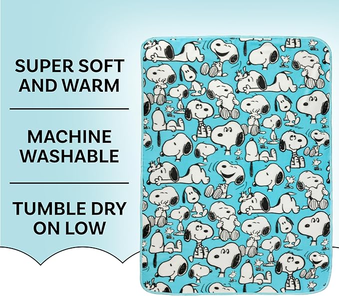 Silver Buffalo Peanuts Snoopy Multi Pose Expression 45" x 60" Fleece Throw, Soft and Cozy Blanket, 180 GSM