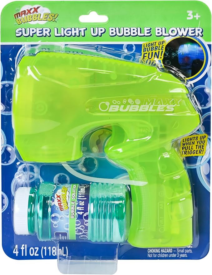 Light Up Bubble Blaster – Auto Bubble Blower for Kids, Outdoor Summer & Pool Party Toy (Includes 4oz Solution, Receive One Blaster - Color at Random)