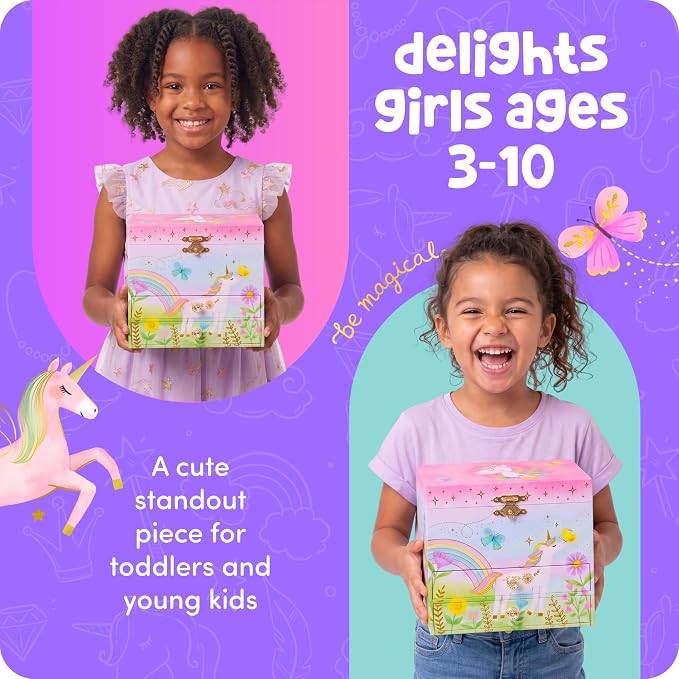 Giggle & Honey® Musical Unicorn Jewelry Box for Girls | Music Boxes for Little Girls | Toddler Jewelry Box for 4 Year Old Kids | Toys for Toddlers | Birthday Gifts for Kids 5, 6, 7, 8, 9 Years