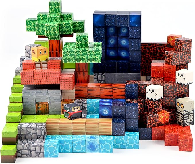 Magnetic Building Block Toy - 144PSC Stacking Construction Set to Cultivate STEM Skills for Boys and Girls Gifts,Kids 6 7 8 9 Birthday Present