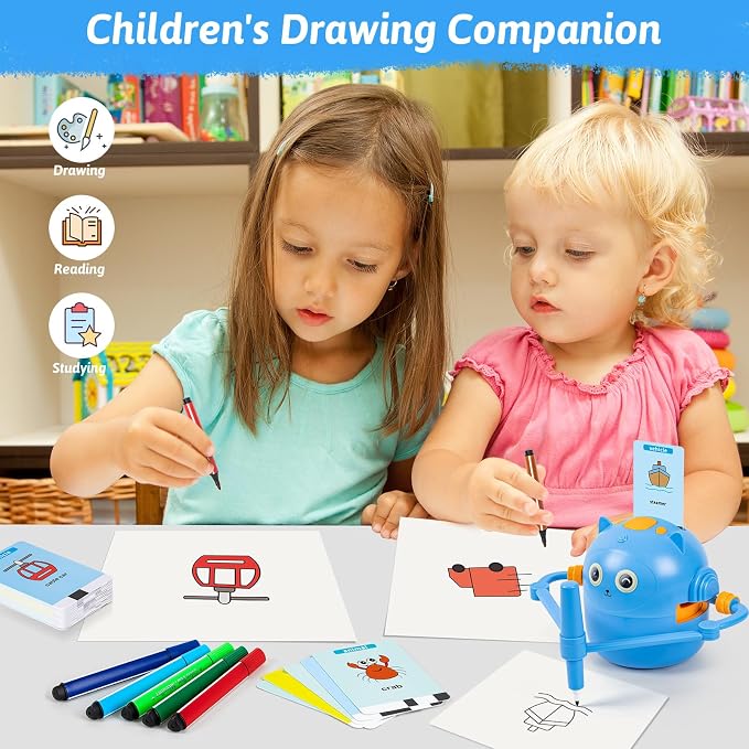 Drawing Robot for Kids with Music, Interactive Educational Drawing Machine with 100 Drawing Cards & 16 Color Pens, Magic Painting Learning Toy Gift for Girls and Boys Age 3 4 5 6 7 8