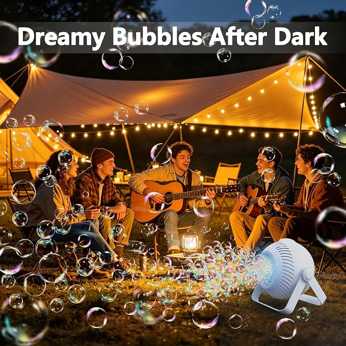 2026 Bubble Machine, 20000+ Bubbles Rechargeable Bubble Maker, Automatic Bubble Blower with Lights & 360° Adjustable Angle, Outdoor Bubble Toys Gifts for Kids, Birthday Parties, Backyard, Wedding