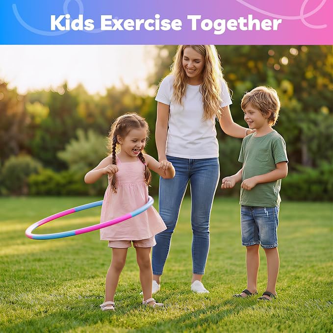 Liberry Kids Exercise Hoop, Detachable Fitness Rings for Workout, Adjustable Plastic Hoop for Home, Gym, Dance, Sport Toy Gift in Blue, Pink