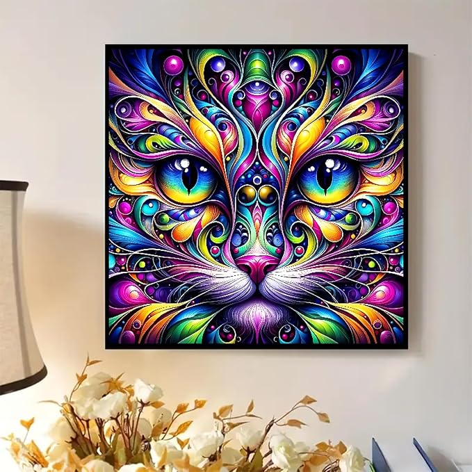 Paint by Numbers for Adults and Kids Beginner, Animal Cat Painting by Number Kits On Canvas, Number Artist Paint by Number Kit DIY Oil Painting Acrylic Paints, Home Wall Decor Gift 13.78X13.78 inch